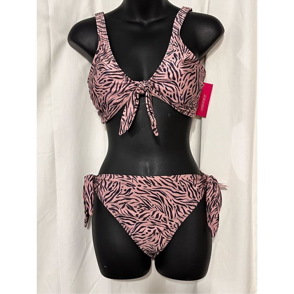 NEW WITH TAGS Xhilaration High Leg High Waist Metallic Mauve Animal Print two pi